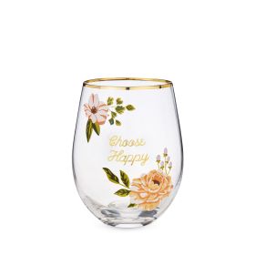 Choose Happy Stemless Wine Glass by Twine