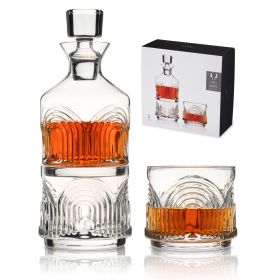 3-Piece Deco Beau Crystal Stacking Decanter Viski