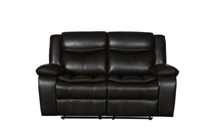 Global United Transitional Leather-Air Reclining Loveseat