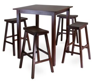 Parkland 5pc Square High/Pub Table Set with 4 Saddle Seat Stools