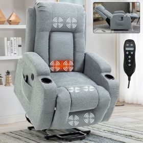 Infinite Position Okin Motor Up to 350 LBS Power Lift Recliner Chair for Elderly, Heavy Duty Motion Mechanism with 8-Point Vibration Massage and Lumba