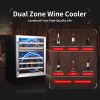 SOTOLA 24 Dual Zone inch 46 Bottle Wine Cooler Cabinet Beverage Fridge Small Wine Cellar Soda Beer Counter Top Bar Quiet Operation Compressor Freestan