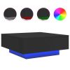 Coffee Table with LED Lights Black 31.5"x31.5"x12.2"