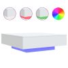 Coffee Table with LED Lights White 39.4"x39.4"x12.2"