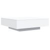 Coffee Table with LED Lights White 39.4"x39.4"x12.2"