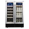 SOTOLA 24'' Wine Cooler Refrigerator - Dual Zone Built-in or Freestanding Fridge with Stainless Steel Tempered Glass Door and Temperature Memory Funct