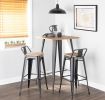 Oregon Industrial Low Back Barstool in Black Metal and Wood-Pressed Grain Bamboo by LumiSource - Set of 2