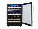 SOTOLA 24 Dual Zone inch 46 Bottle Wine Cooler Cabinet Beverage Fridge Small Wine Cellar Soda Beer Counter Top Bar Quiet Operation Compressor Freestan