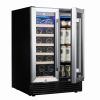 SOTOLA 24'' Wine Cooler Refrigerator - Dual Zone Built-in or Freestanding Fridge with Stainless Steel Tempered Glass Door and Temperature Memory Funct