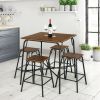 5 Pieces Bar Table Set with 4 Counter Height Backless Stools