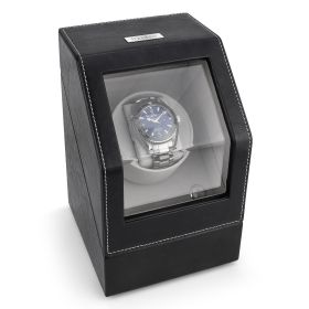 Heiden Battery Powered Single Watch Winder - Black Leather