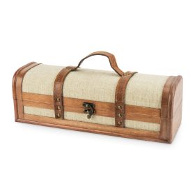 1-Bottle Vintage Striped Trunk Wine Box by Twine