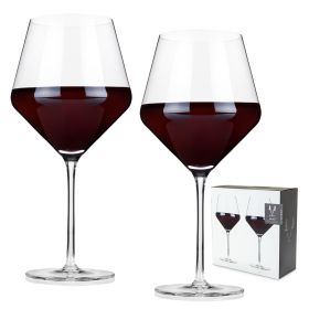 Raye Crystal Angled Burgundy Glasses Viski