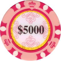 25pc 13.5g Monte Carlo Clay Poker Chips (9 colors)-Pink ($5000)