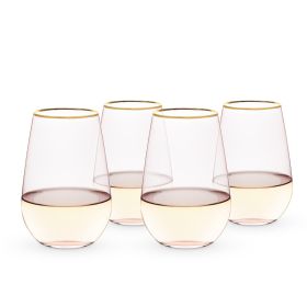 Rose 18 oz. Crystal Stemless Wine Glass Set of 4 by TwineÂ