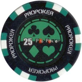 25pc 13.5g Pro Poker Clay Poker Chips (9 colors)-Green (25)