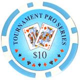 25pc 11.5g  Tournament Series Poker Chips (10 colors)-Light Blue ($10)