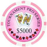 25pc 11.5g  Tournament Series Poker Chips (10 colors)-Pink ($5000)