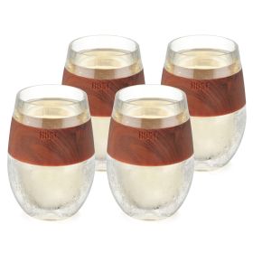 Wine FREEZE Cooling Cup in Wood Set of 4 by HOST