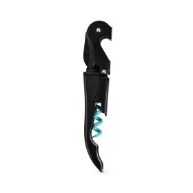 Truetap: Double-Hinged Corkscrew in Matte Black with Blue W