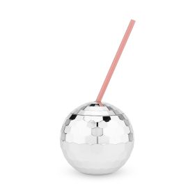 Silver Disco Ball Drink Tumbler Blush