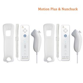 Built-in Motion Plus Remote For Nintendo Wii Controller Wii Remote Nunchuck Wii Motion Plus Controller Wireless Gamepad Controle (Color: 2 white nunchuck, Ships From: China)