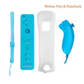 Built-in Motion Plus Remote For Nintendo Wii Controller Wii Remote Nunchuck Wii Motion Plus Controller Wireless Gamepad Controle (Color: blue nunchuck, Ships From: China)