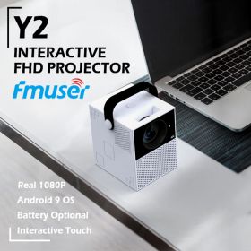 FMUSER Y2 Portable Interactive 4K 1080P Projector;  Smart WIFI Mini Android TV Home Led Video Game Movie Outdoor Camping Proyector Beamer support HDMI (Color: Android Interactive (2G RAM+16G ROM))