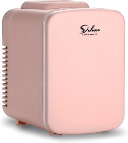 Simple Deluxe Mini Fridge, 4L/6 Can Portable Cooler & Warmer Freon-Free Small Refrigerator Provide Compact Storage for Skincare, Beverage, Food (Color: as Pic)