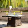 Turnbury Outdoor 5 Piece Patio Wicker Gas Fire Pit Set Square Table with Arm Chairs by Direct Wicker