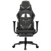 Massage Gaming Chair with Footrest Black&Camouflage Faux Leather