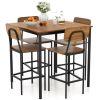 5 Pieces Industrial Dining Table Set with Counter Height Table and 4 Bar Stools