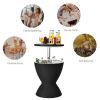 Patio 8 Gallon Patio Rattan Cooler Bar Table With Adjust Ice Bucket