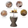 Patio 8 Gallon Patio Rattan Cooler Bar Table With Adjust Ice Bucket