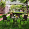 Outdoor Patio Rattan Bar Table Square Glass Top Table