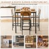 5 Pieces Industrial Dining Table Set with Counter Height Table and 4 Bar Stools