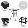 Outdoor Patio Rattan Bar Table Square Glass Top Table